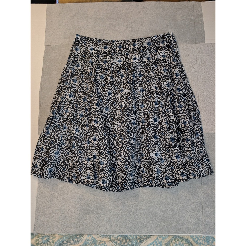 Picnic by CPW Women's Blue White Floral Print A-Line Skirt Size 10 Cotton